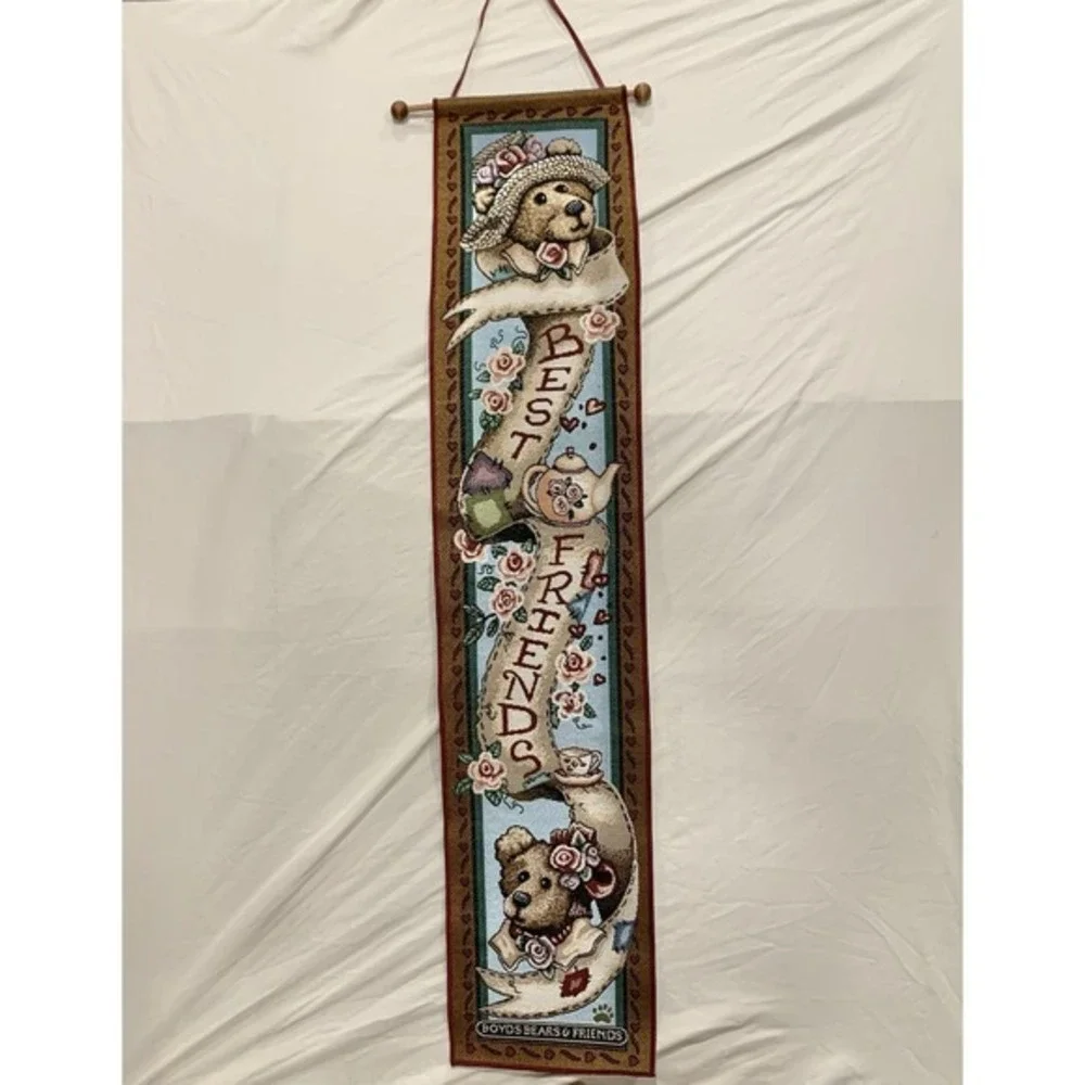 Boyds Bears Best Friends Afternoon Tea Tapestry Wall Hanging Bell Pull 7.5